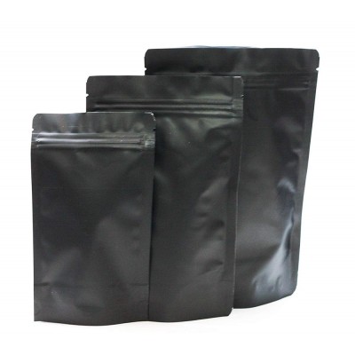 Matte Black Stand Up Airtight Zipper Pouches Smell Leak Proof Food Herb Coffee Protein Powder Storage Bags